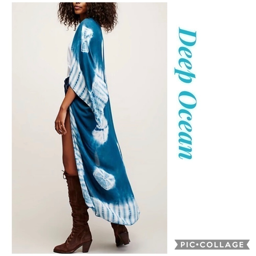 Ocean Blue Midi Open Kimono